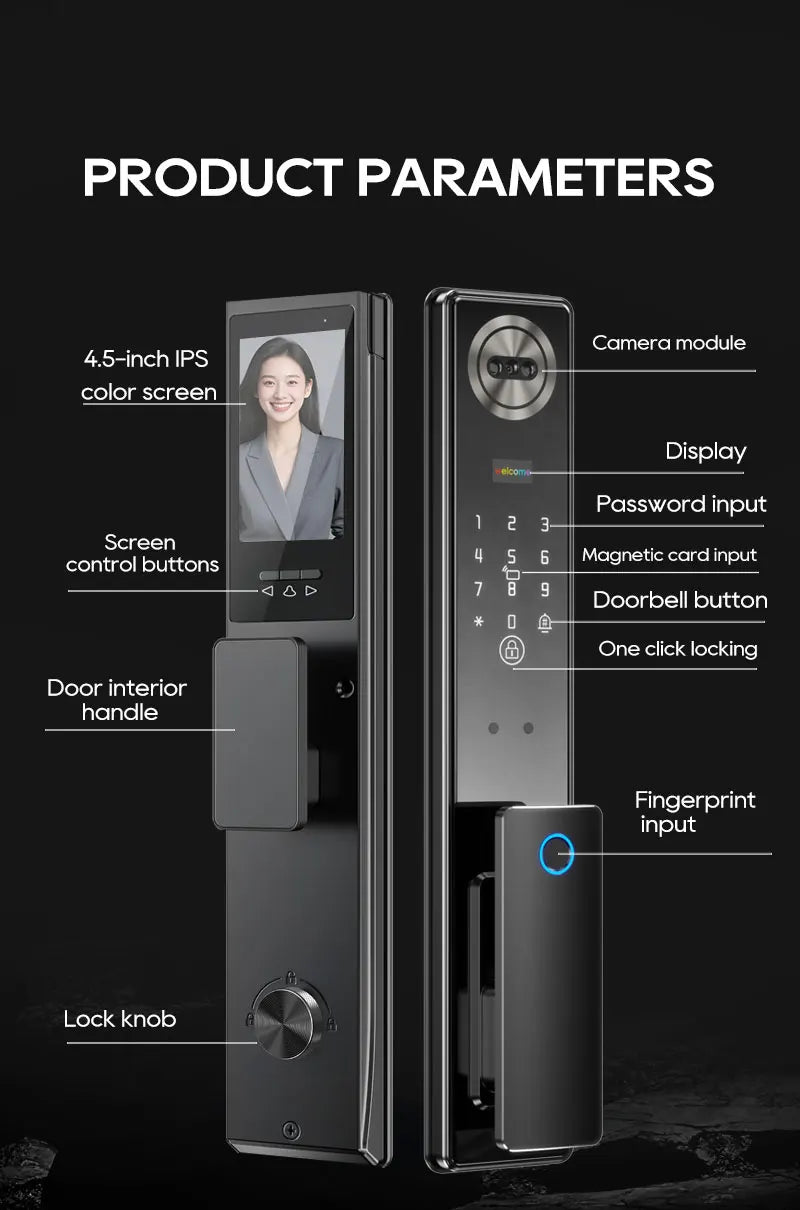 SANKESONG 3D Face Recognition Smart Door Lock,Palm Vein Recognition Video Smart Lock with Camera,Build-in WiFi,APP Control