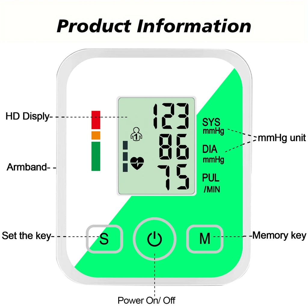 Digital Arm Pulse Blood Pressure Machine Medical Tensiometer Health Care Automatic Tonometer Household Meter