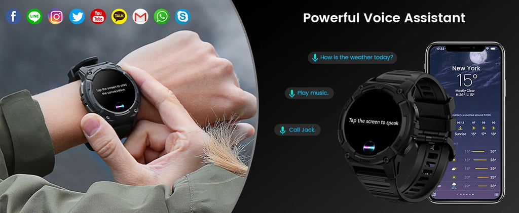 KOSPET TANK S2 GPS Smart Watch For Women Compass Altimeter Barometer Bluetooth Call AI Voice AMOLED IP69K Waterproof Smartwatch