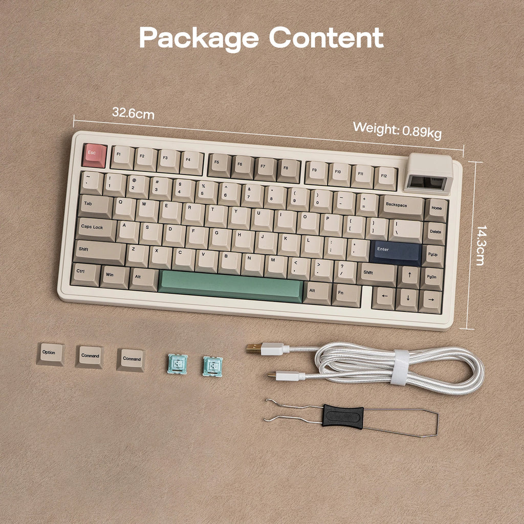 EPOMAKER RT82 QMK/VIA 75% US QWERTY Layout Hot-Swap Gasket Wired/BT 5.0/2.4GHz Wireless Mechanical Keyboard with LCD Screen