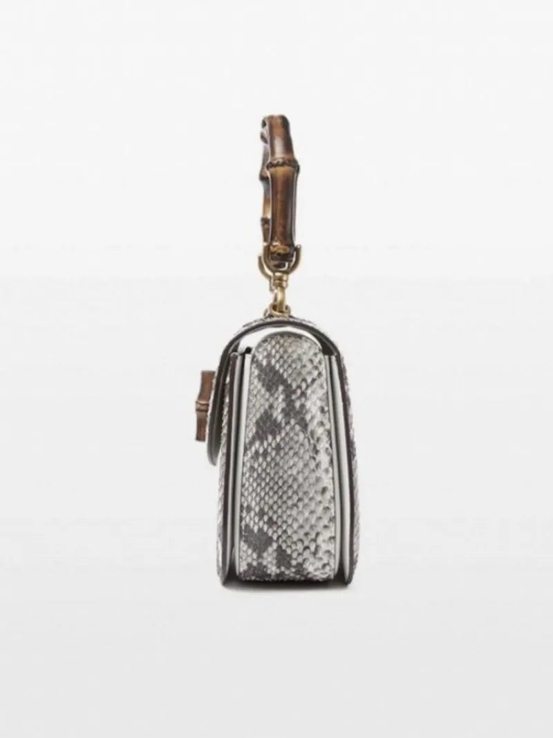 Office Ladies Fashion New Flap Pocket Hasp Tote Handbag Snakeskin Genuine Leather Designer Women SIngle Shoulder Crossbody Bags