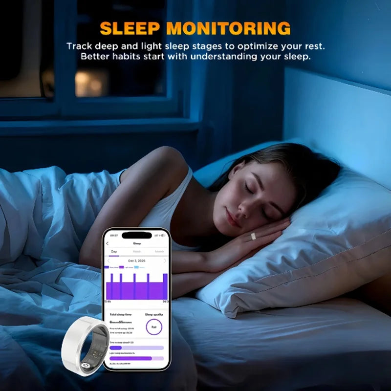 Casatelier White Ceramic Smart Ring, Accurately Tracks SpO2, Heart Rate & Sleep, Long Battery Life, IP68 Waterproof, No Subscription, Android & iOS Compatible, Couple's Gift