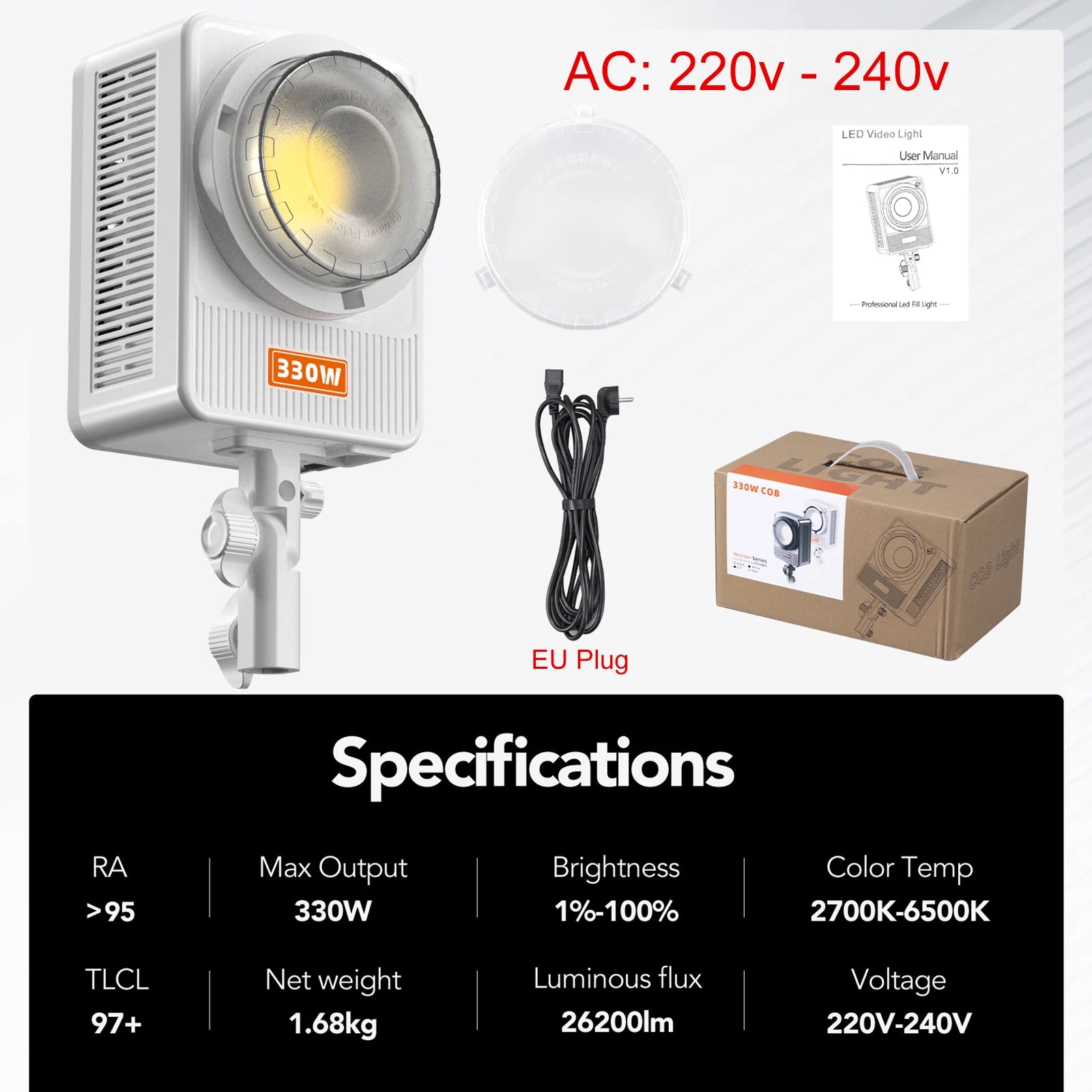 330W LED Video Light Studio Spotlight - Bowens Mount NA330 Pro NA330 Tidesmit