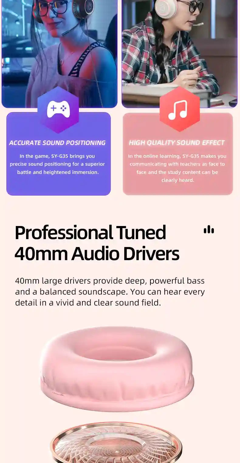 Wired Gaming Headphones: Noise-Canceling Over-Ear Audio - SY-G35 Series Tidesmit