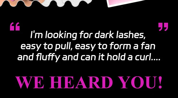 Black promotional graphic for ABONNIE Russian volume premade eyelash extension fans featuring text about lash quality.