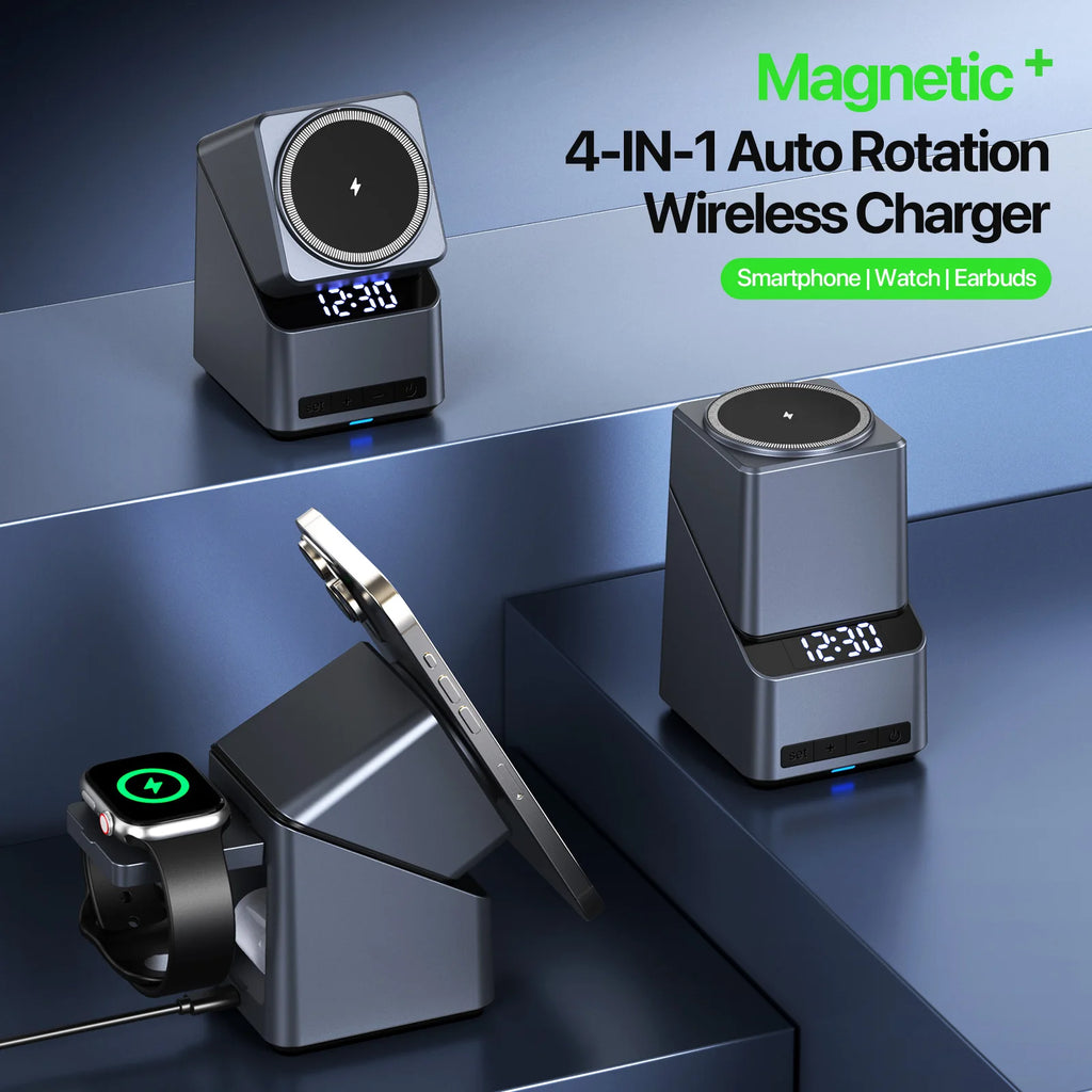 4 in 1 Magnetic Wireless Charger - Qi Certified Fast Charging Station Tidesmit