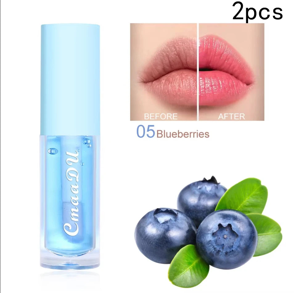 Moisturizing Fruit Lip Oil - Color Changing Hydrating Gloss Lip Care 05 2pcs Tidesmit