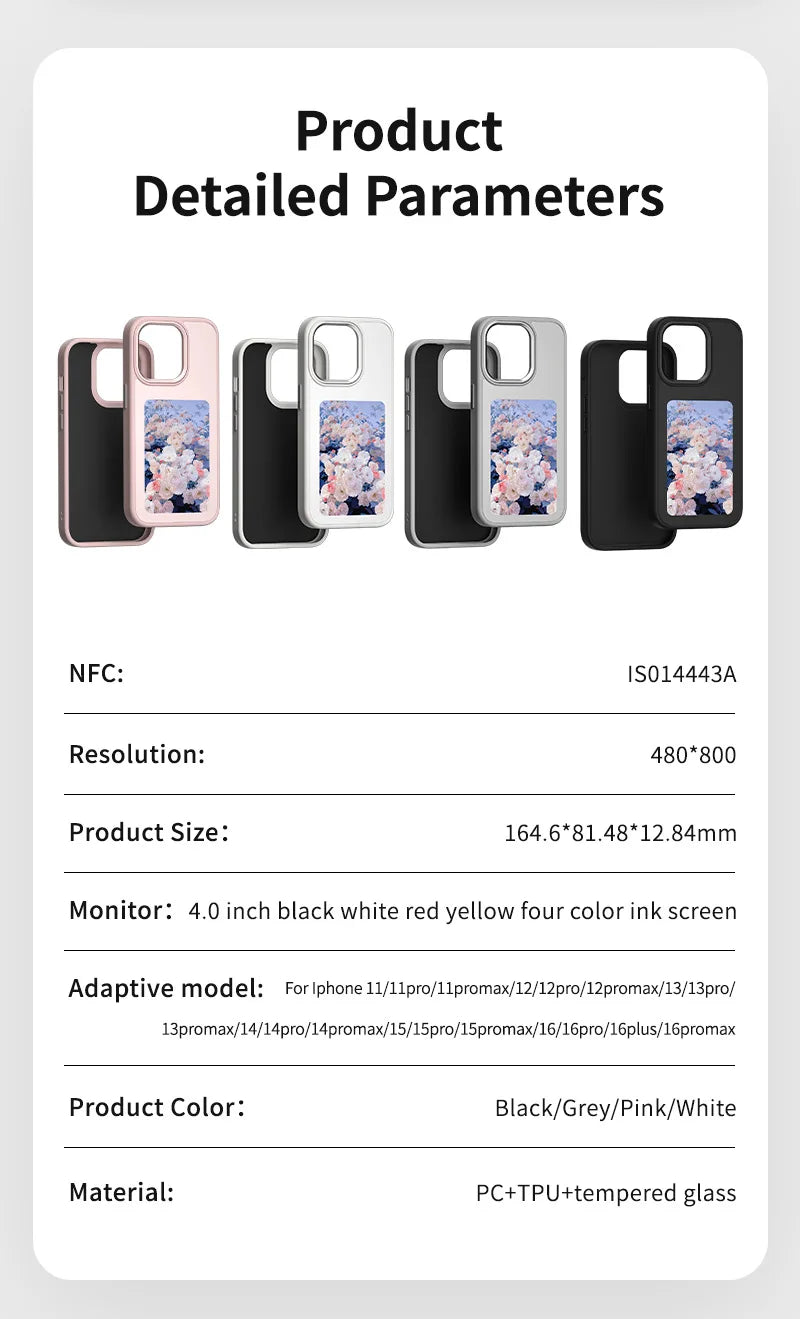 NFC E-Ink Phone Case for iPhone - Custom DIY Display & Slim Fit Cover Tidesmit