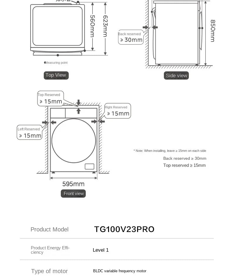 Tidesmit 10kg front-load washing machine with intelligent frequency conversion and sleek electric plastic design
