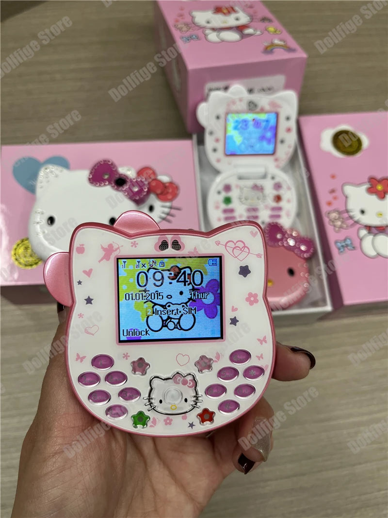 2024 Sanrio Hello Kitty Flip Phone Kawaii K688 Cartoon Taiml Cute Mini Phone Birthday Fashion Gift Toys Christmas For Anime Fans