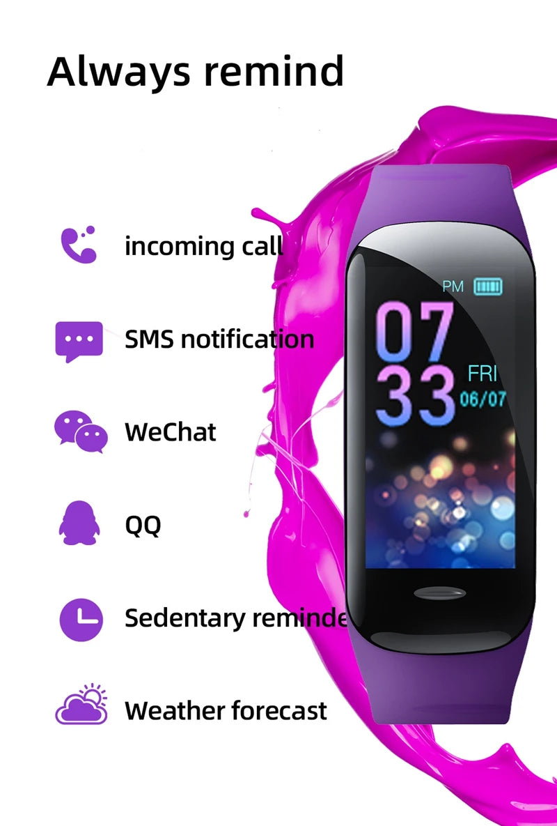 Smart Watch C1 Plus Bluetooth Step Counting Sports Bracelet Fitness Tracker Heart Rate Blood Pressure Sleep Men Women Gift