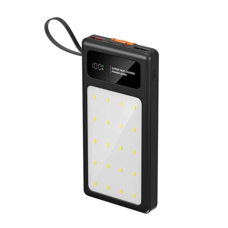 Tidesmit High Capacity Portable Charger with LED Camping Light Black-50000mAh Tidesmit