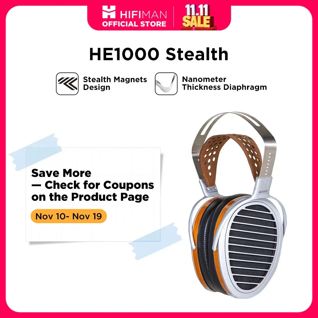 HE1000 Stealth Planar Magnetic Headphones by Tidesmit | Silver Pair Silver Tidesmit