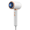 White and gold 2000W professional ionic hair dryer with 5-speed settings for salon-quality blowouts at home.
