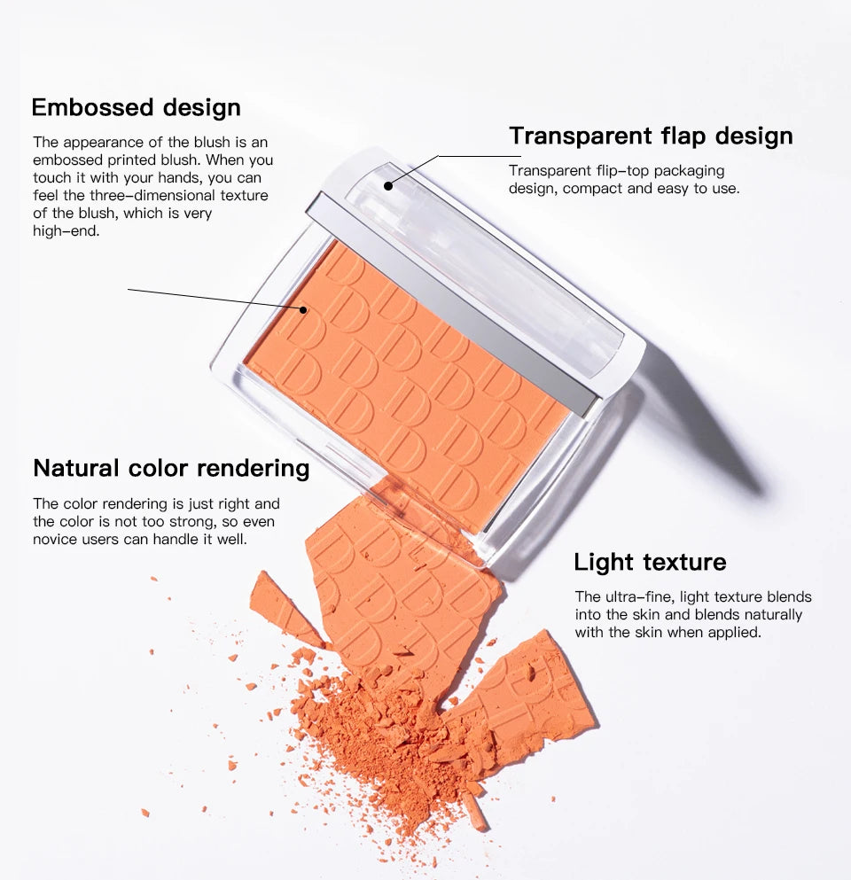 Tidesmit matte natural peach cheek tint blush palette for face contouring and waterproof makeup finish