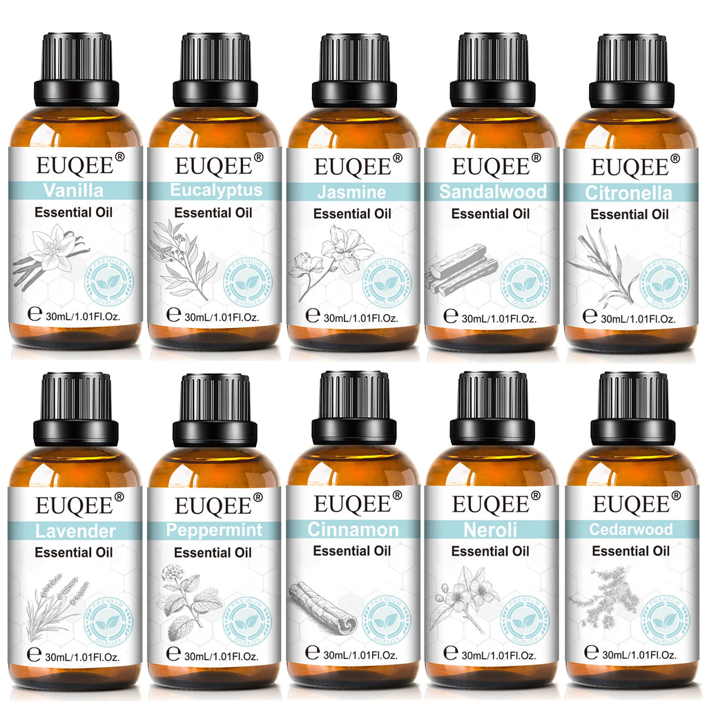 EUQEE 30ml Pure Essential Oils For Humidifier,Diffuser,Candle Making-Vanilla Lavender Cinnamon Rose Aromatherapy Essential Oils