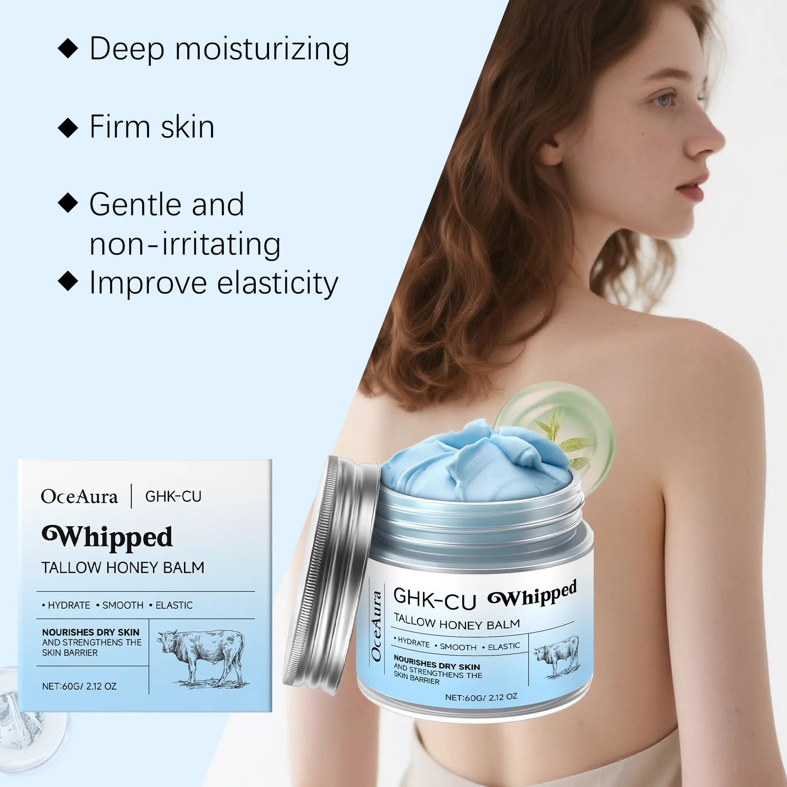 Copper Peptides GHK-Cu Beef Tallow Skin Blue Balm Manuka Honey Face Body Moisturizing Brightening for Mature Dry Sensitive Care
