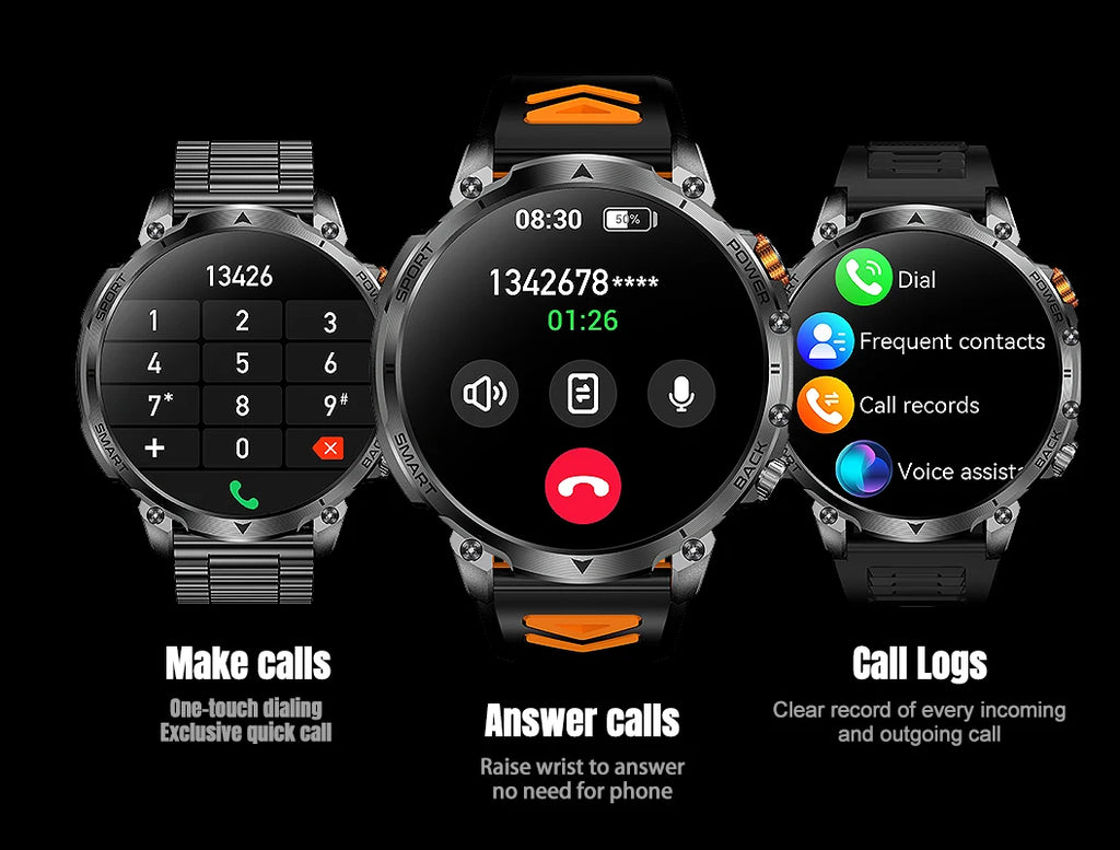 New outdoor GPS path 1.46"100+sport Bluetooth calling Smart Watch IP68 Waterproof Sports Run tracker Outdoors Compass Smartwatch