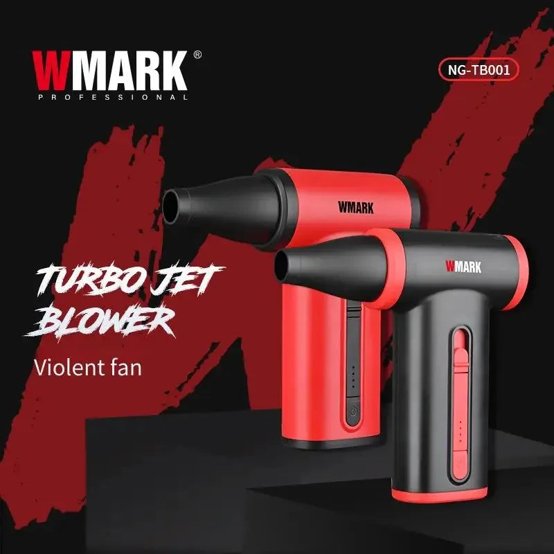 WMARK NG-TB001 professional turbo jet hair blower in red and black, portable handheld design for hair care styling.