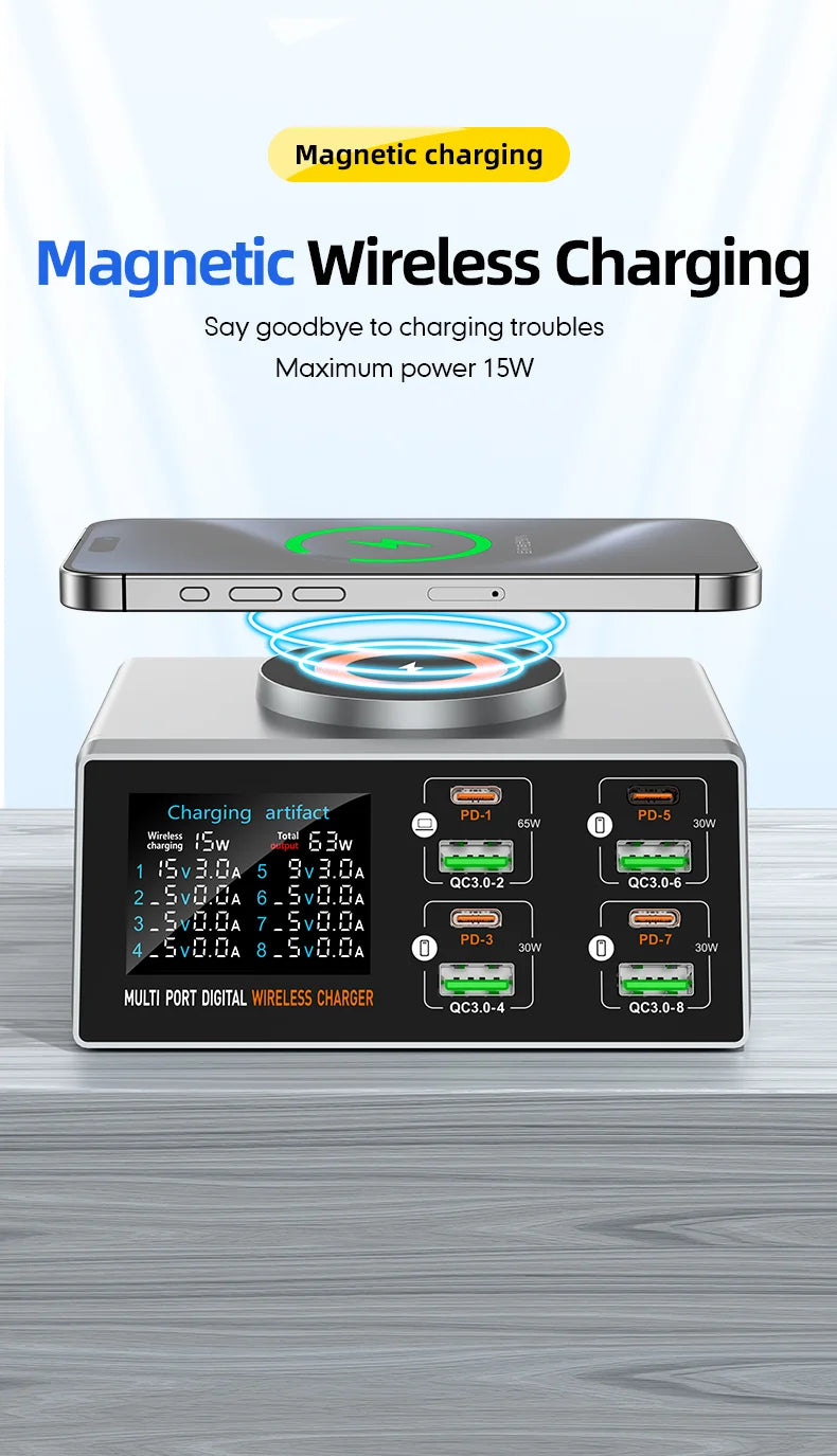 140W 8-Port USB Fast Charging Station - Multi-Device Desktop Power Hub Tidesmit