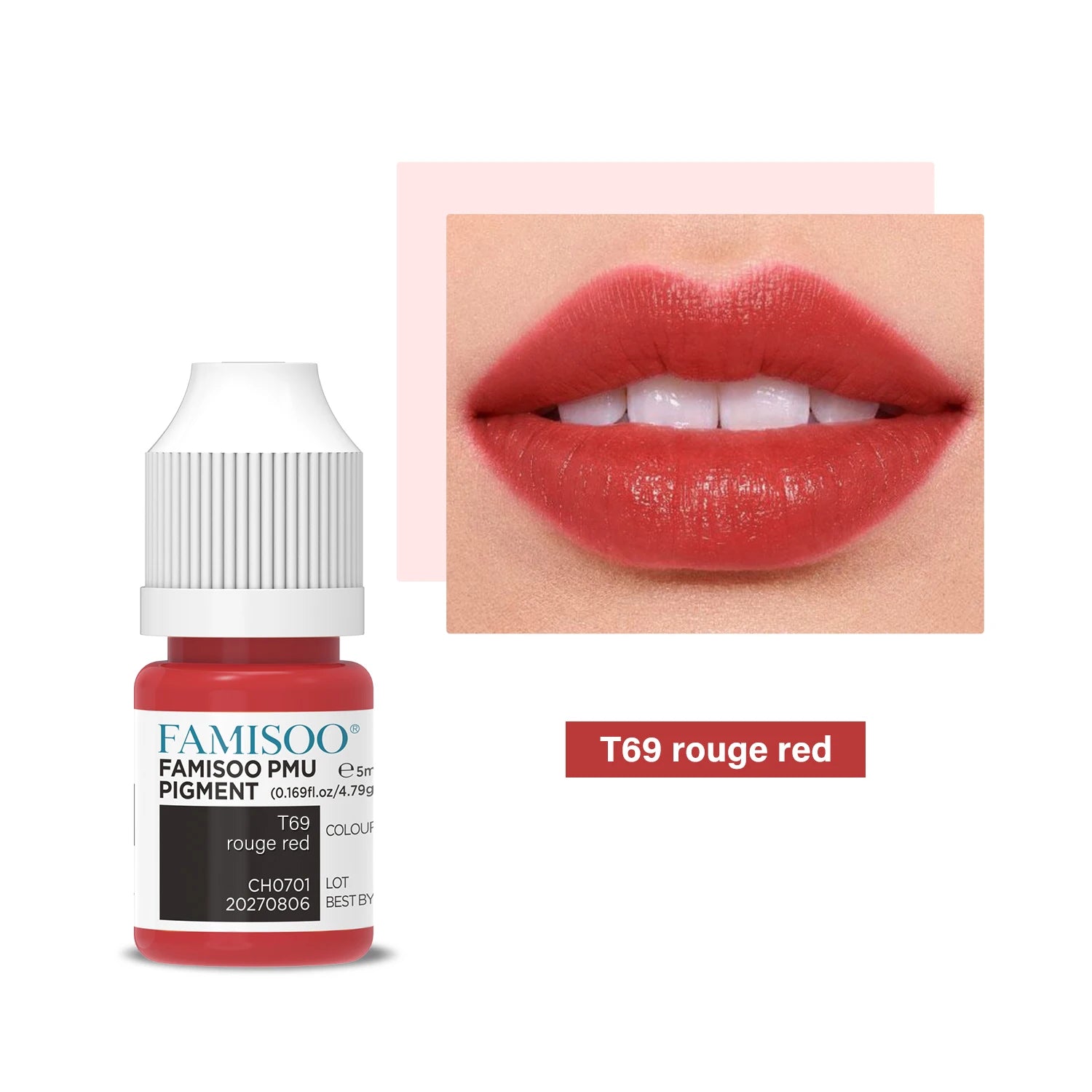 Permanent Makeup Pigment 5ml | Professional PMU Lip & Brow Ink Permanent Makeup Machines T69 Rouge red China Mainland