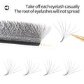 Black 12mm eyelash extension fans on an adhesive strip, designed for easy removal and professional lash application.