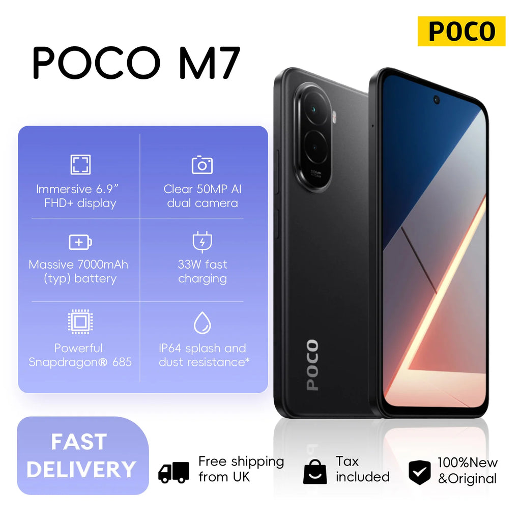 POCO M7 4G Smartphone: 6.9" 144Hz Display & 50MP Camera AE Tidesmit
