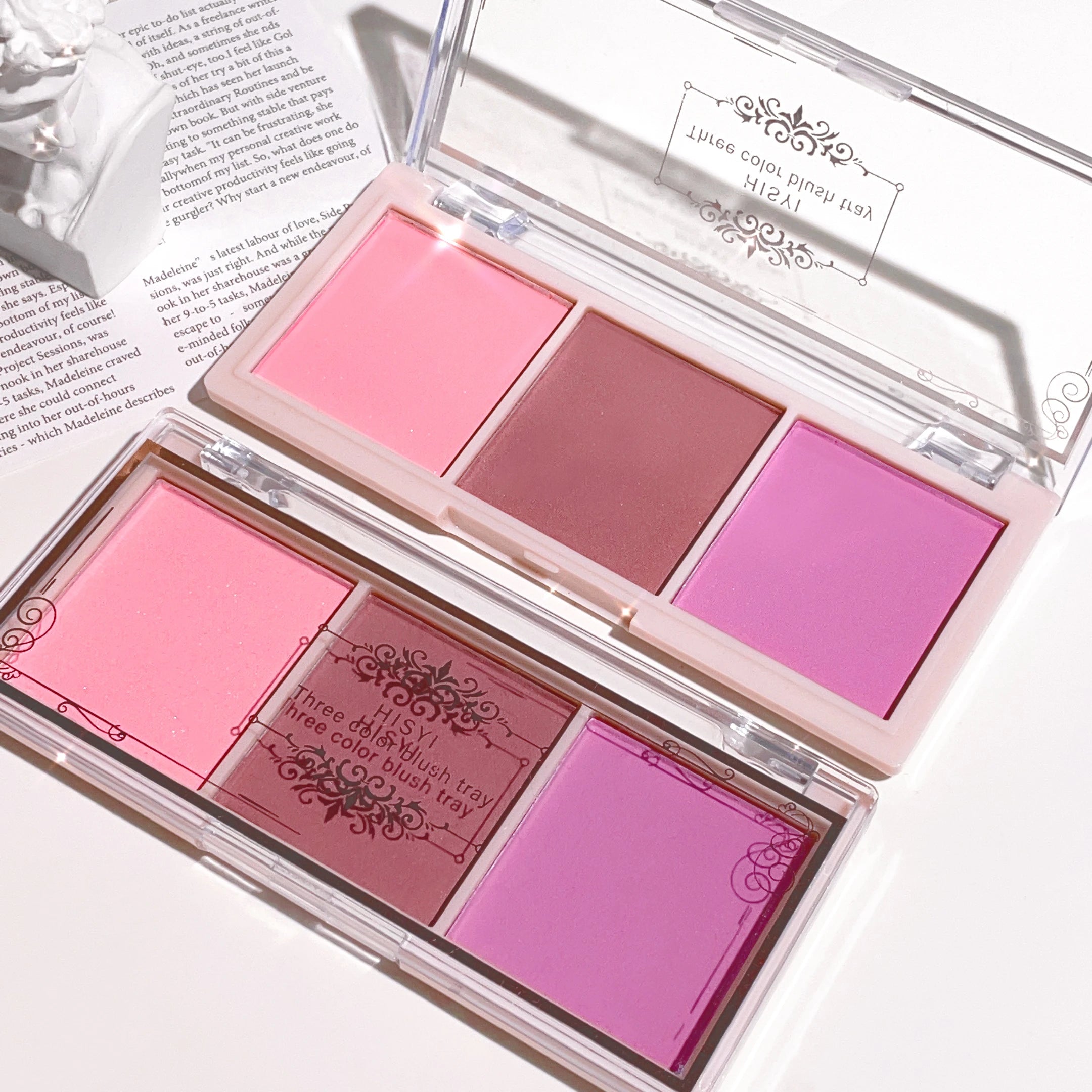 Tidesmit HISYI three-color matte blush texture close-up for natural buildable face makeup color rendering