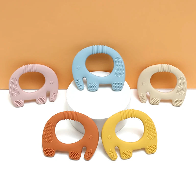 Cute Baby Silicone Elephant Teether Food Grade Safe Teether Cute Cartoon Ease Teeth Pain Toy Teething Gift Oral Care
