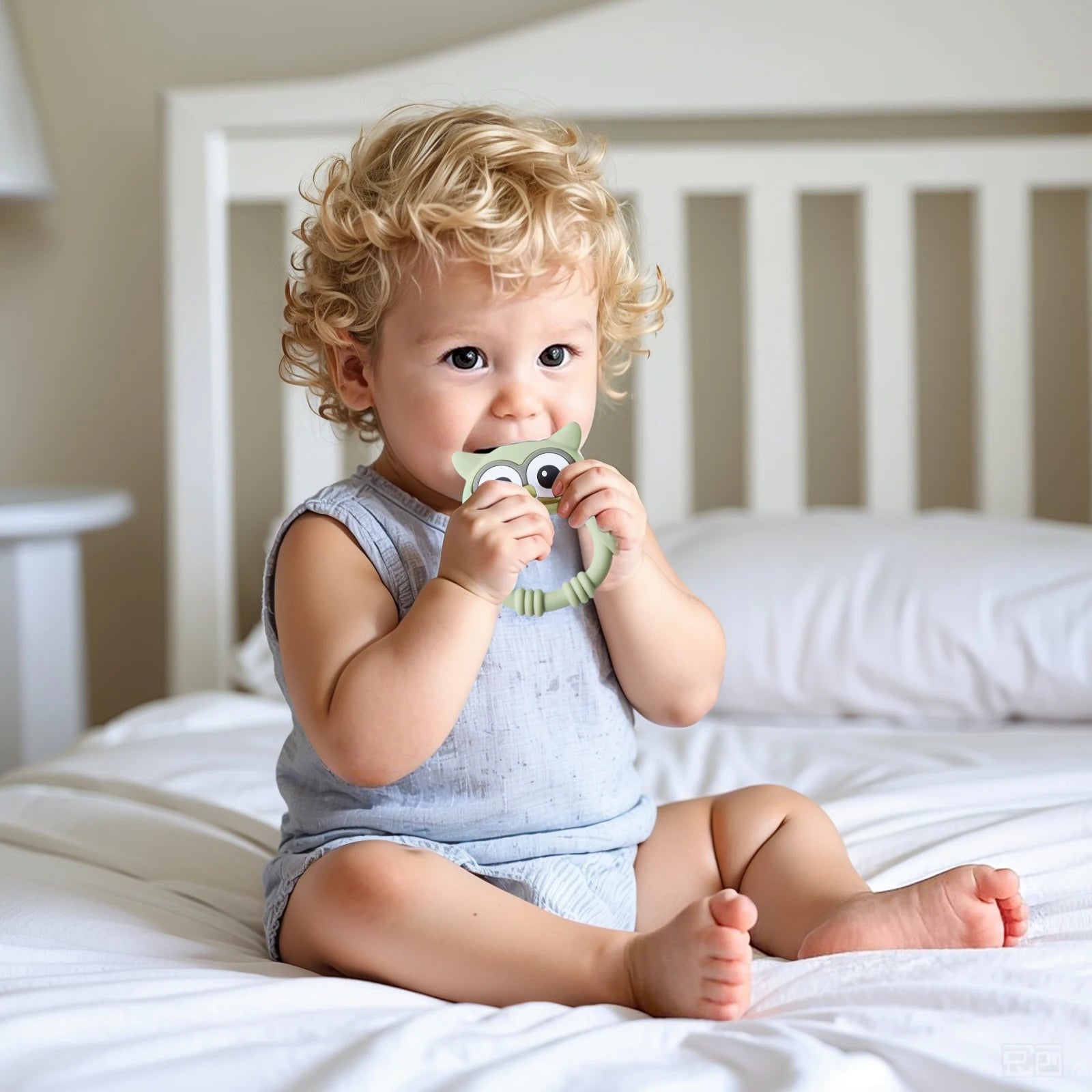 Baby Silicone Teether Toys,Perfect for Teething Toys 0-3-6 Months and Shower Gifts, BPA-Free, Ergonomic Dinosaur Wood Design.