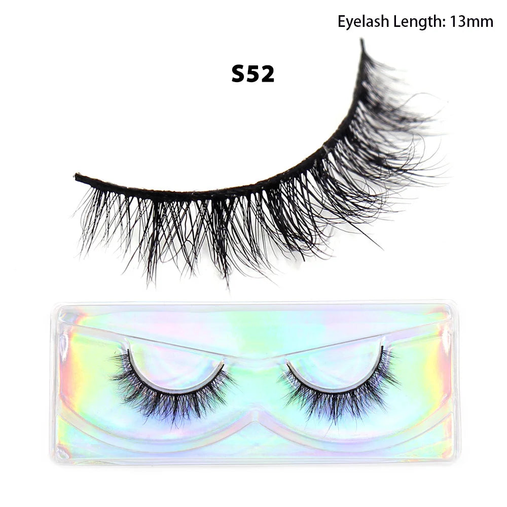 Tidesmit 3D mink eyelashes 12mm-15mm natural fluffy wispy false lashes for face makeup detail view