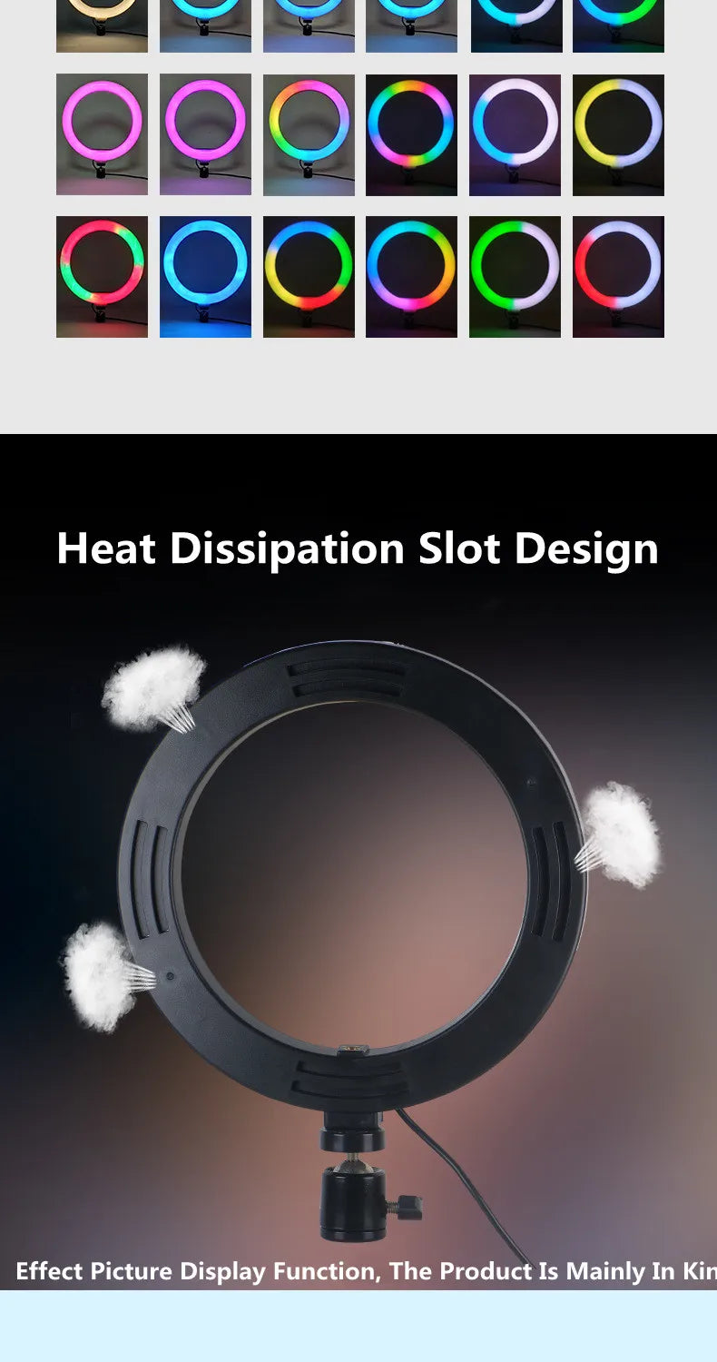 13 Inch RGB Ring Light with Tripod Stand - Adjustable LED Lighting Tidesmit