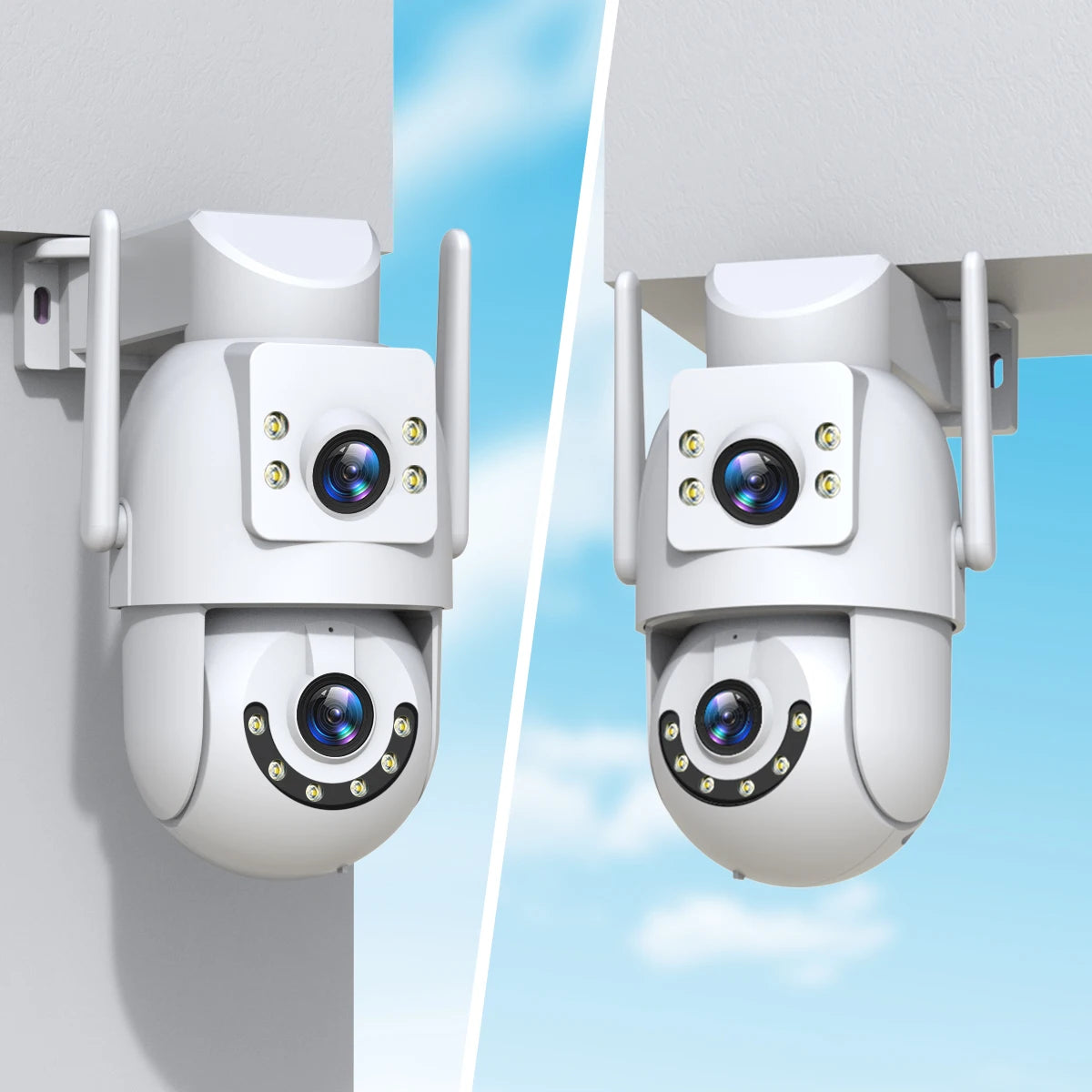Jooan 6K 10MP WiFi Surveillance Camera,Dual Lens Dual Screen,5X Digital Zoom,Auto Tracking,ONVIF, Outdoor Security PTZ IP Camera