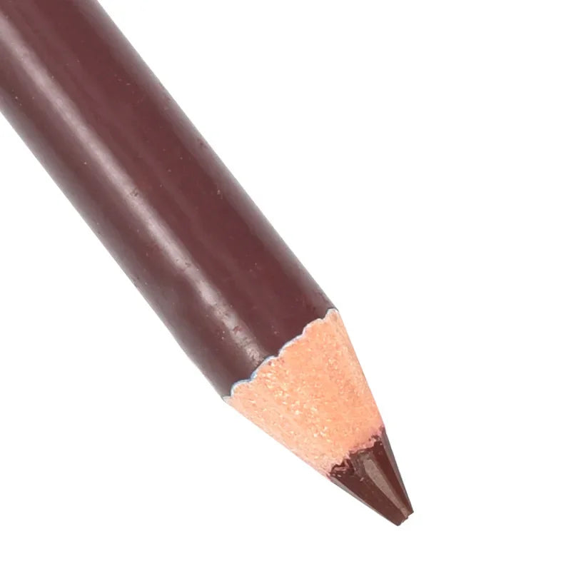 Dark brown waterproof lip liner pencil with a velvet matte finish for precise lip and eye makeup application.