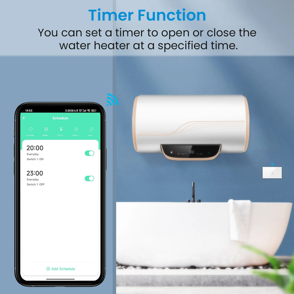 WiFi Boiler Switch 4400W App Timer for Smart Home Energy Management Tidesmit