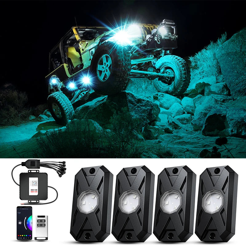 Underglow Rock Lights RGB LED Kit for Truck ATV UTV - Tidesmit EL-XDP-4 Tidesmit