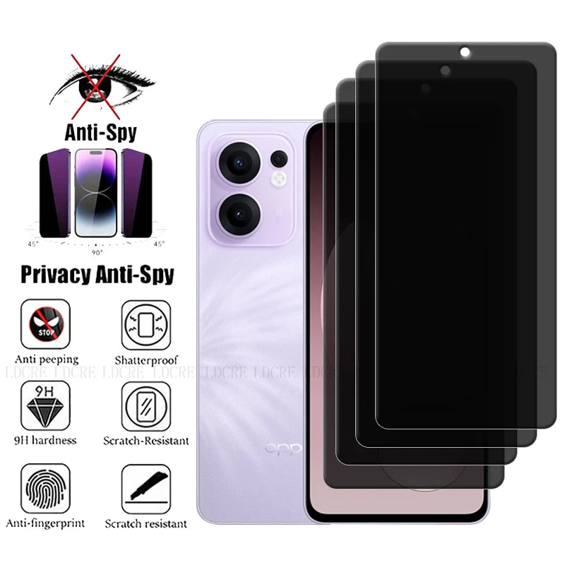 4Pcs For Reno 13F Glass OPPO Reno 13F Reno13F Screen Protector 9H HD Phone Protective Privacy Anti-Spy Tempered Glass Reno 13F AE Tidesmit