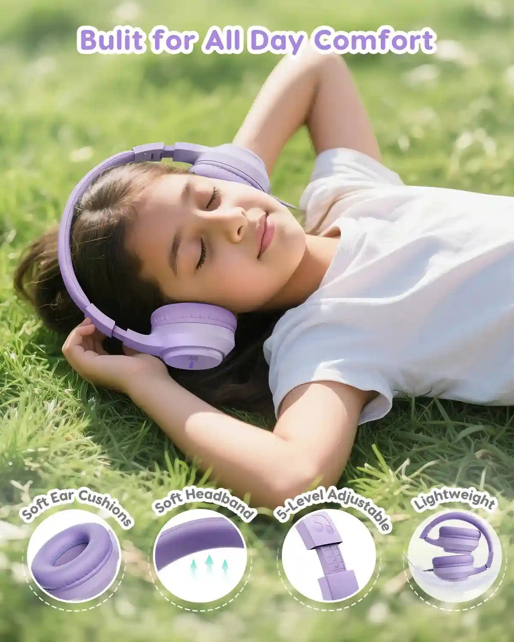 Kids Wired Headphones - Stereo Sound & Durable 3.5mm Plug Tidesmit