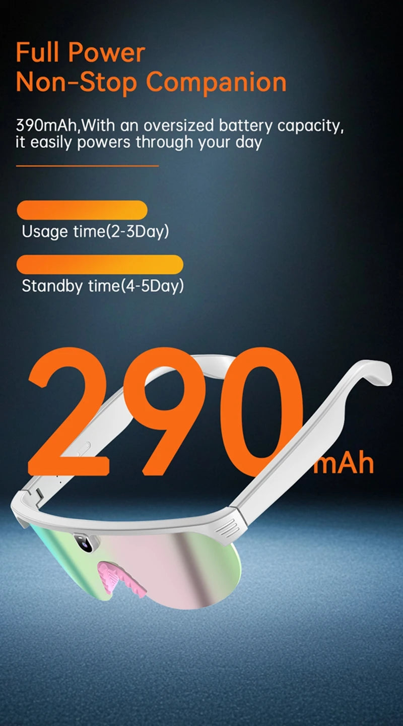 Smart Audio Sunglasses with HD Camera and Bluetooth Translation Tidesmit