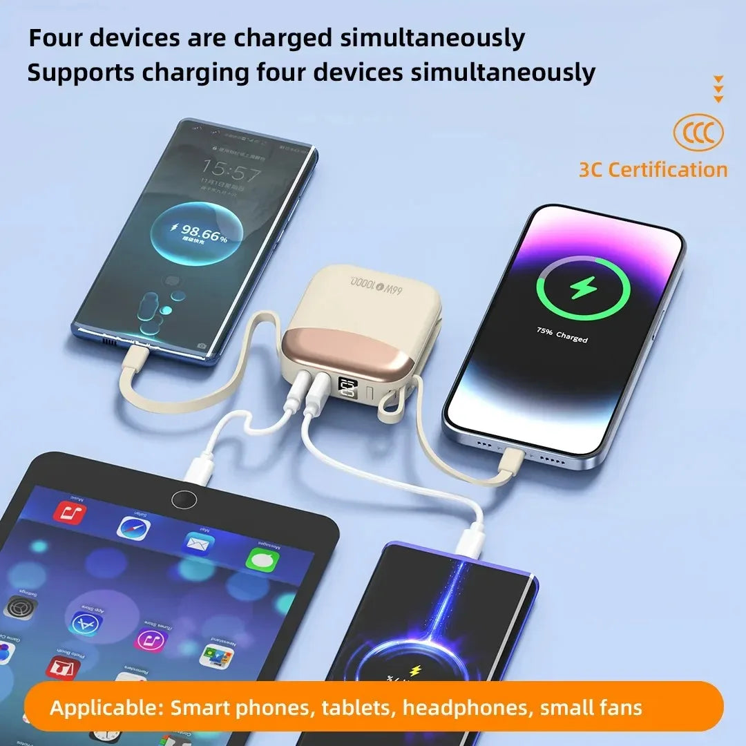 10000mAh Portable Charger - 66W Fast Charging Power Bank for Devices Tidesmit