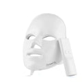 White Foreverlily LED face mask for skin rejuvenation with a handheld remote control, isolated on a white background.