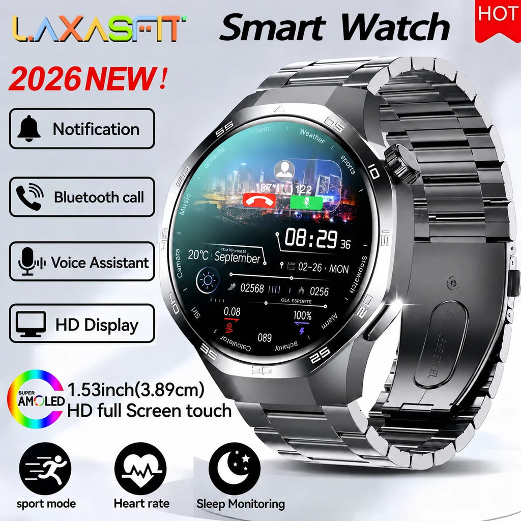 LAXASFIT Smart Watch 1.52" HD Game Dial Dynamic Dial Bluetooth Call Voice Assistant Wireless Charging Fitness Tracker