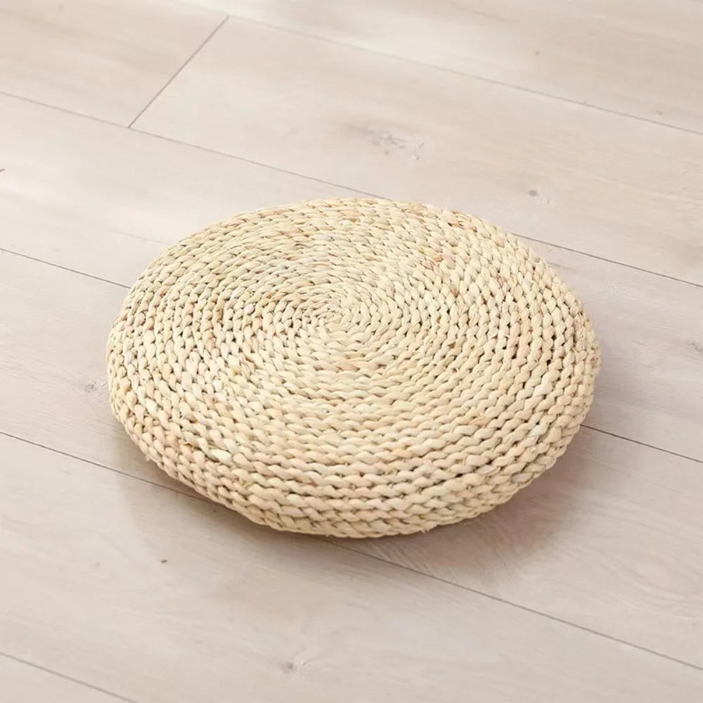 Japanese-style Straw Weaving Sitting Cushion Rustic Thickened Tatami Futon Handmade Breathable Straw Braid Mat Meditation