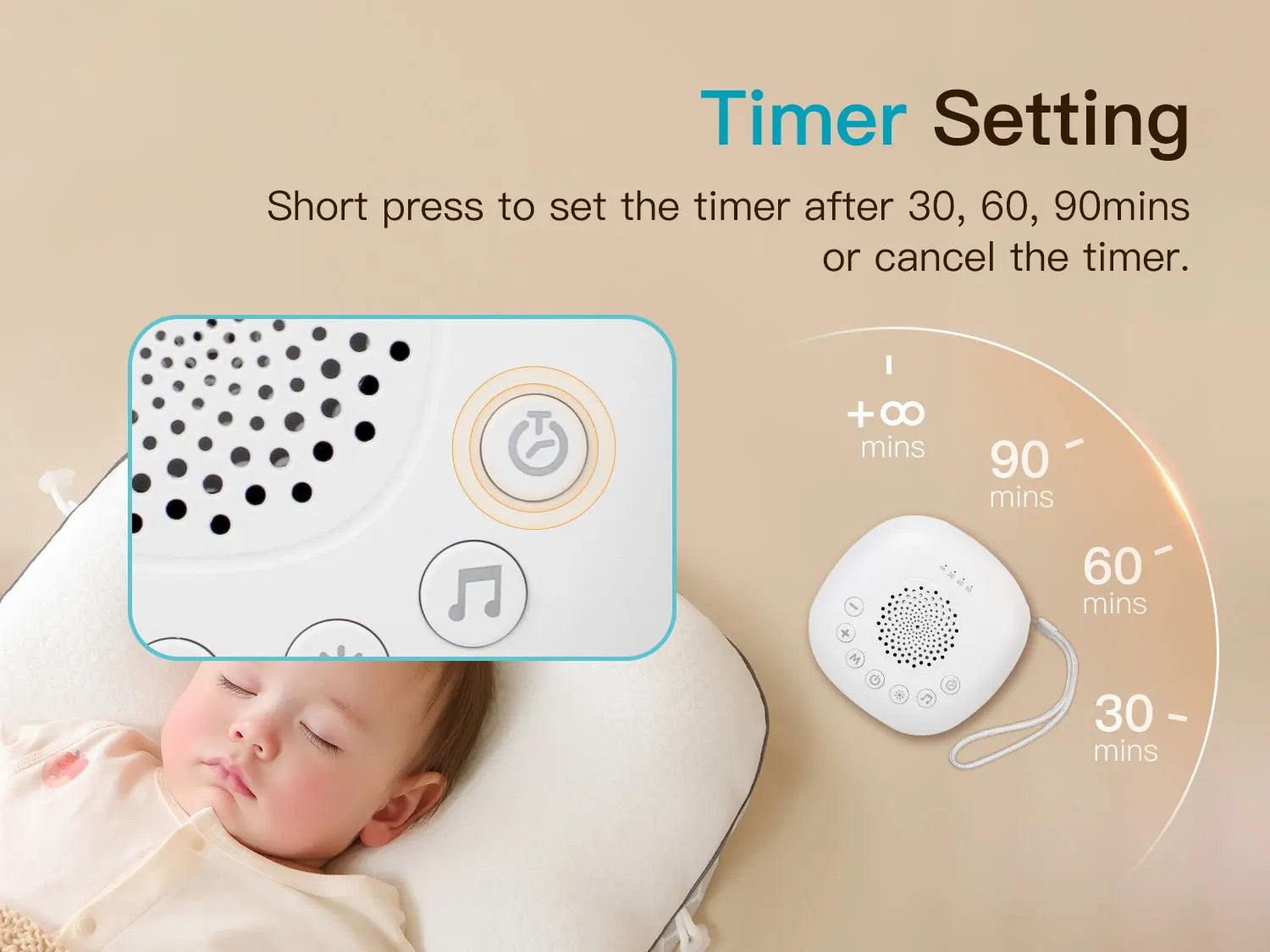 White Noise Sound Machine with 24 Soothing Sounds Sleep Aid for Babies Kids Adults  Rechargeable Night Light Newborn Gifts