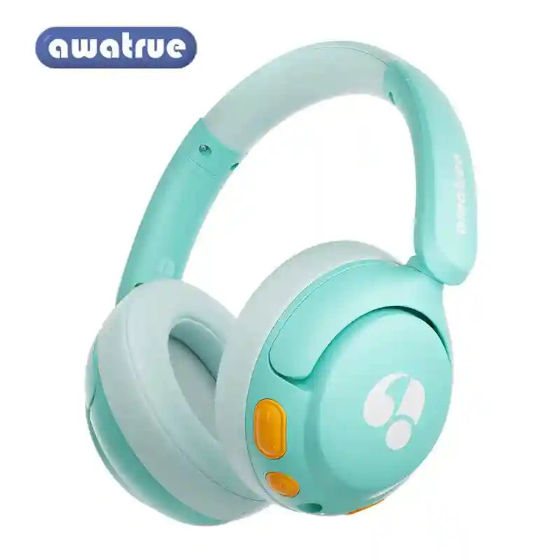 Wireless Kids Headphones - Volume Limited Over-Ear Stereo Audio Green Tidesmit