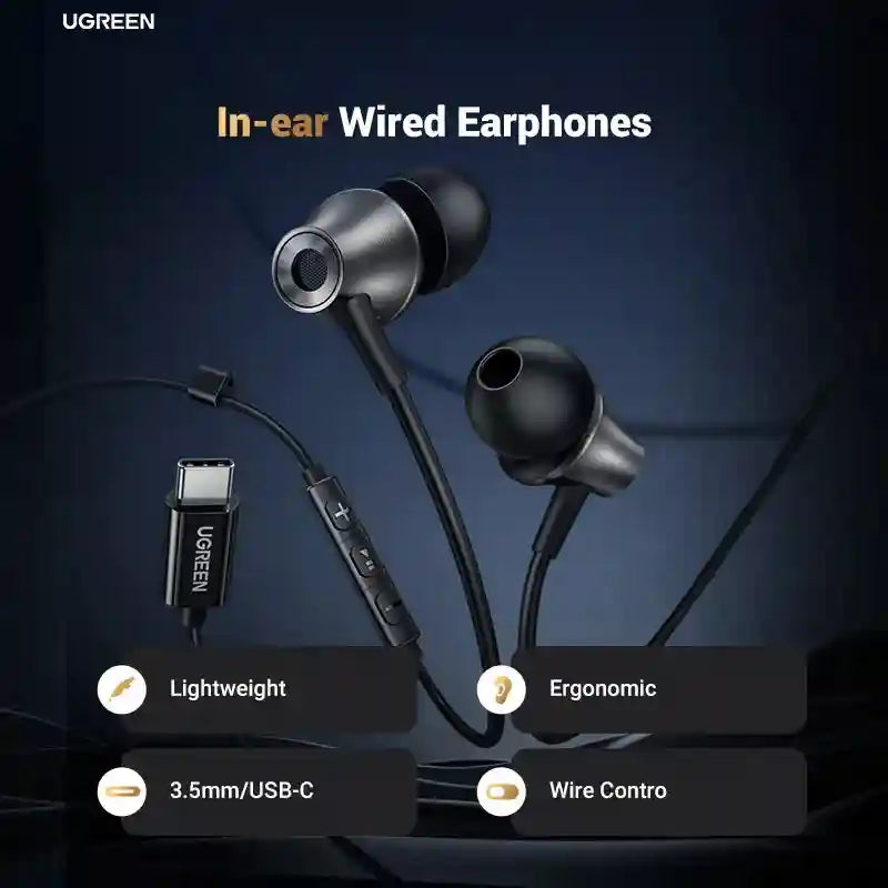 USB C Wired Earbuds with Microphone - HiFi Stereo In-Ear Headphones Tidesmit