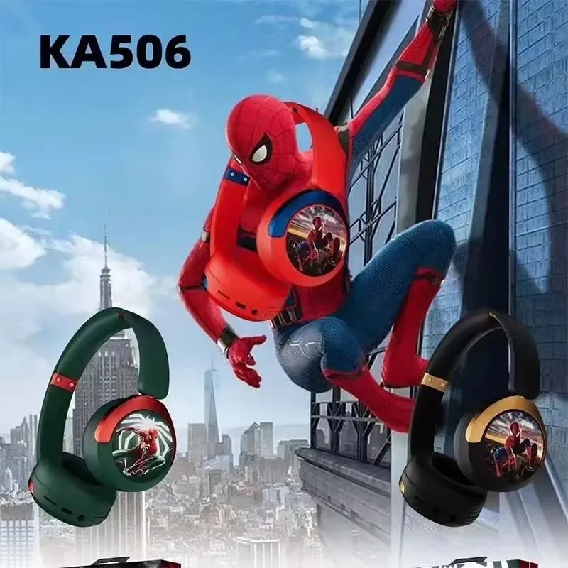 Spider Man Kids Wireless Headphones - Foldable Over-Ear Bluetooth Audio Tidesmit
