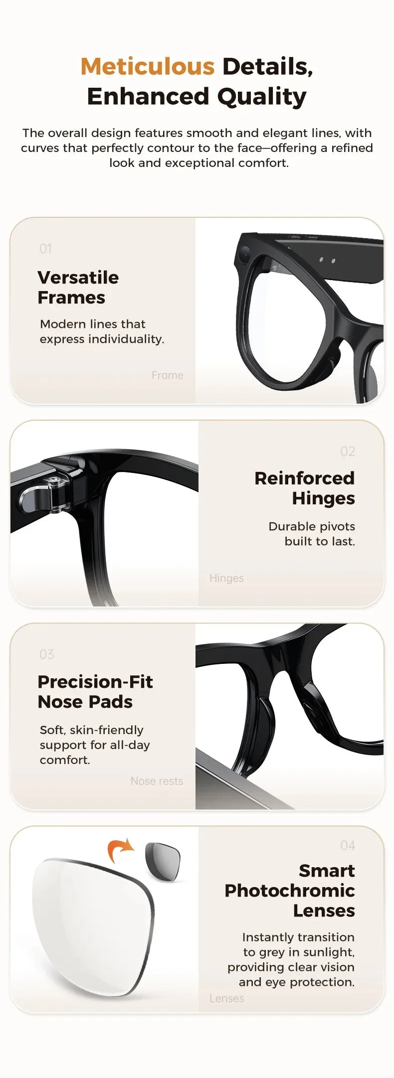 Tidesmit AI Smart Glasses: 4K Camera & Spatial Audio Bluetooth Eyewear Tidesmit