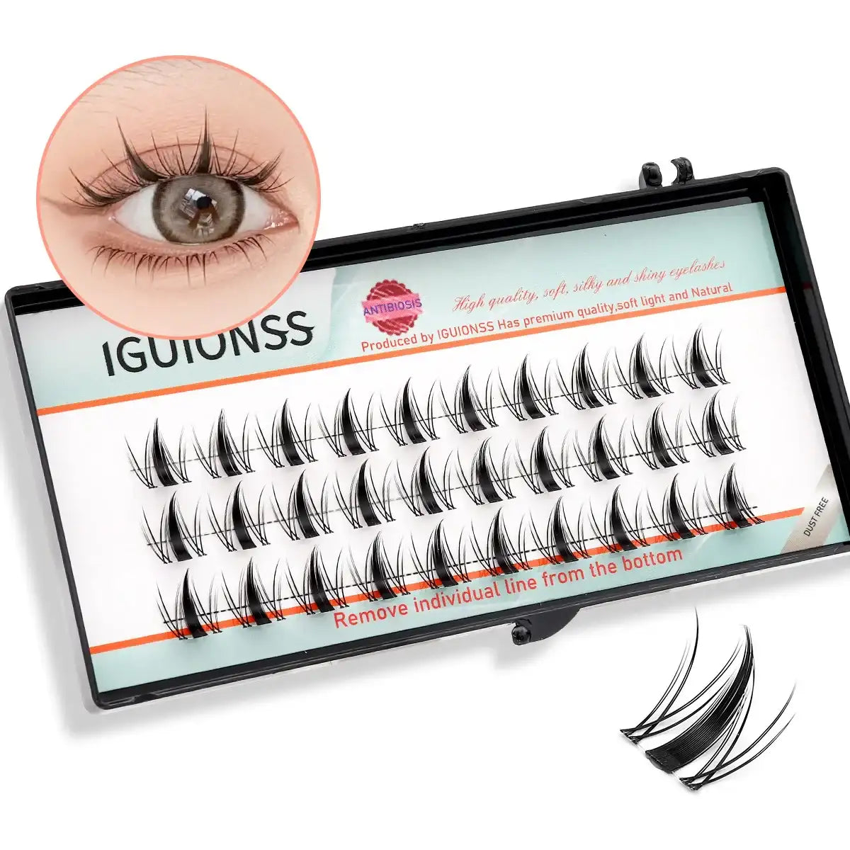 IGUIONSS Segmented False Eyelash Extension DIY Natural Individual Lash Makeup Tools Soft Easy to Operate Eyelashes False