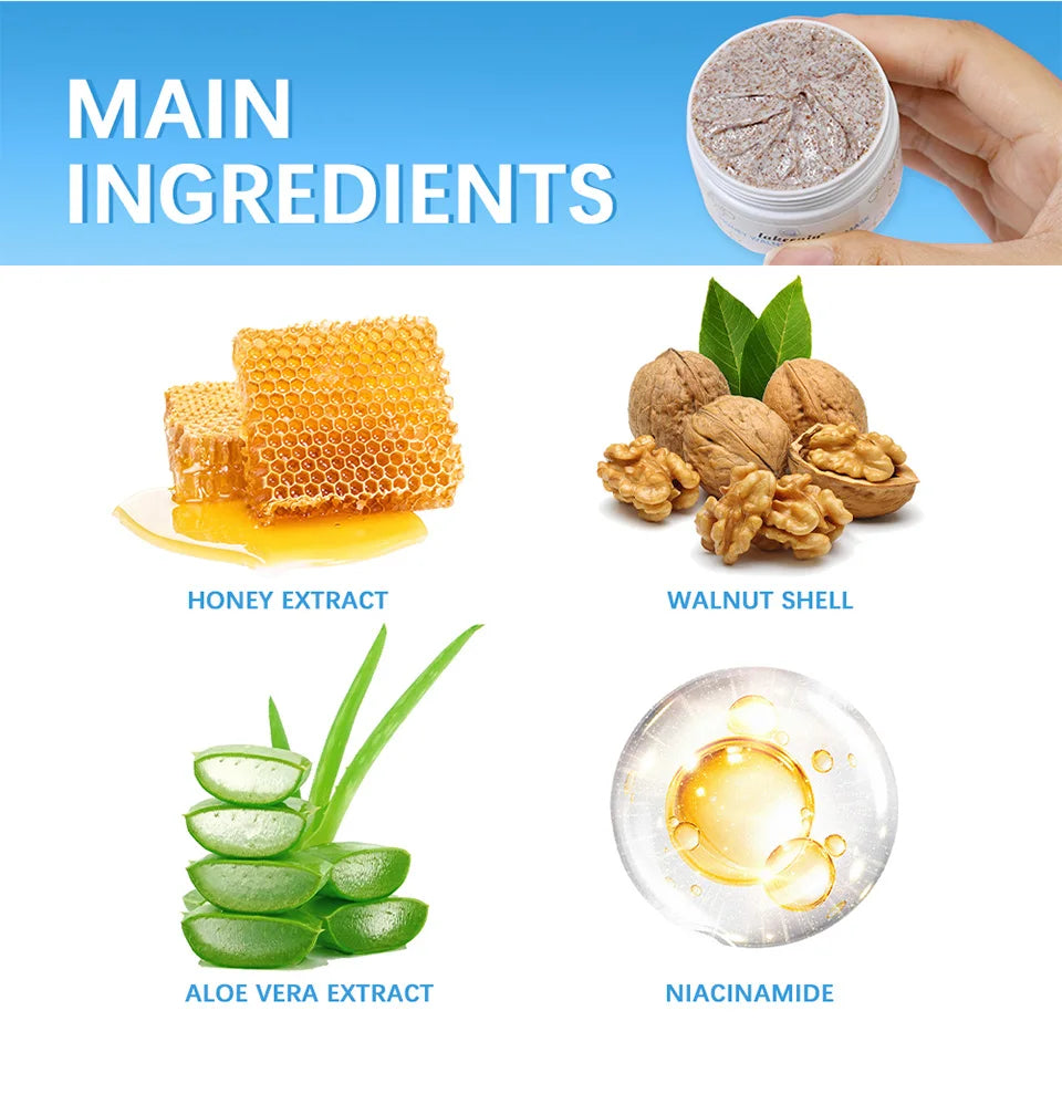 Honey Walnut Facial Scrub: Natural Exfoliating Mask Cream by Tidesmit Scrubs Treatments Tidesmit